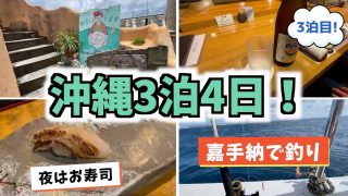 【沖縄居酒屋動画紹介】沖縄３泊４日３日目 嘉手納で釣り 夜はお寿司【沖縄旅行/沖縄観光/那覇グルメ/嘉手納/海が見えるそば家/築地青空三代目/糸満/釣り/那覇観光/那覇旅行/okinawa/Japan/一人旅/沖縄居酒屋】